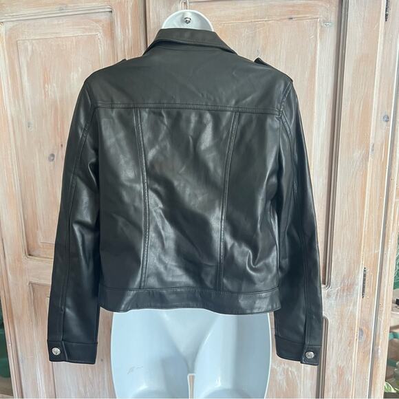 Calvin Klein Vegan Faux Leather Moto Jacket NEW Women’s XS - Picture 4 of 9